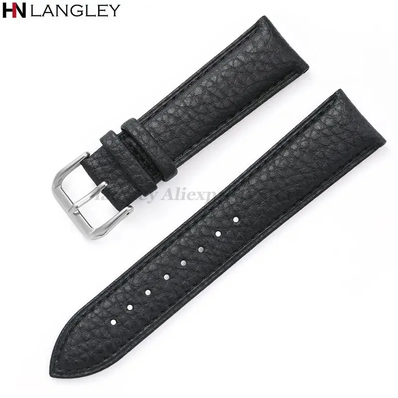 Litchi Pattern Soft Leather Watch Band Bracelets 12mm 14mm 16mm 18mm 19mm 20mm 21mm 22mm 24mm Men Women Replacement Wrist Straps