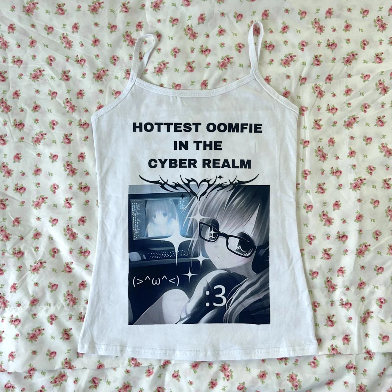 Summer Women vest Harajuku Aesthetic Gothic Crop top 2000s Retro Demon Punk Gothic pattern Print Clothes Top Star Y2k Style vest