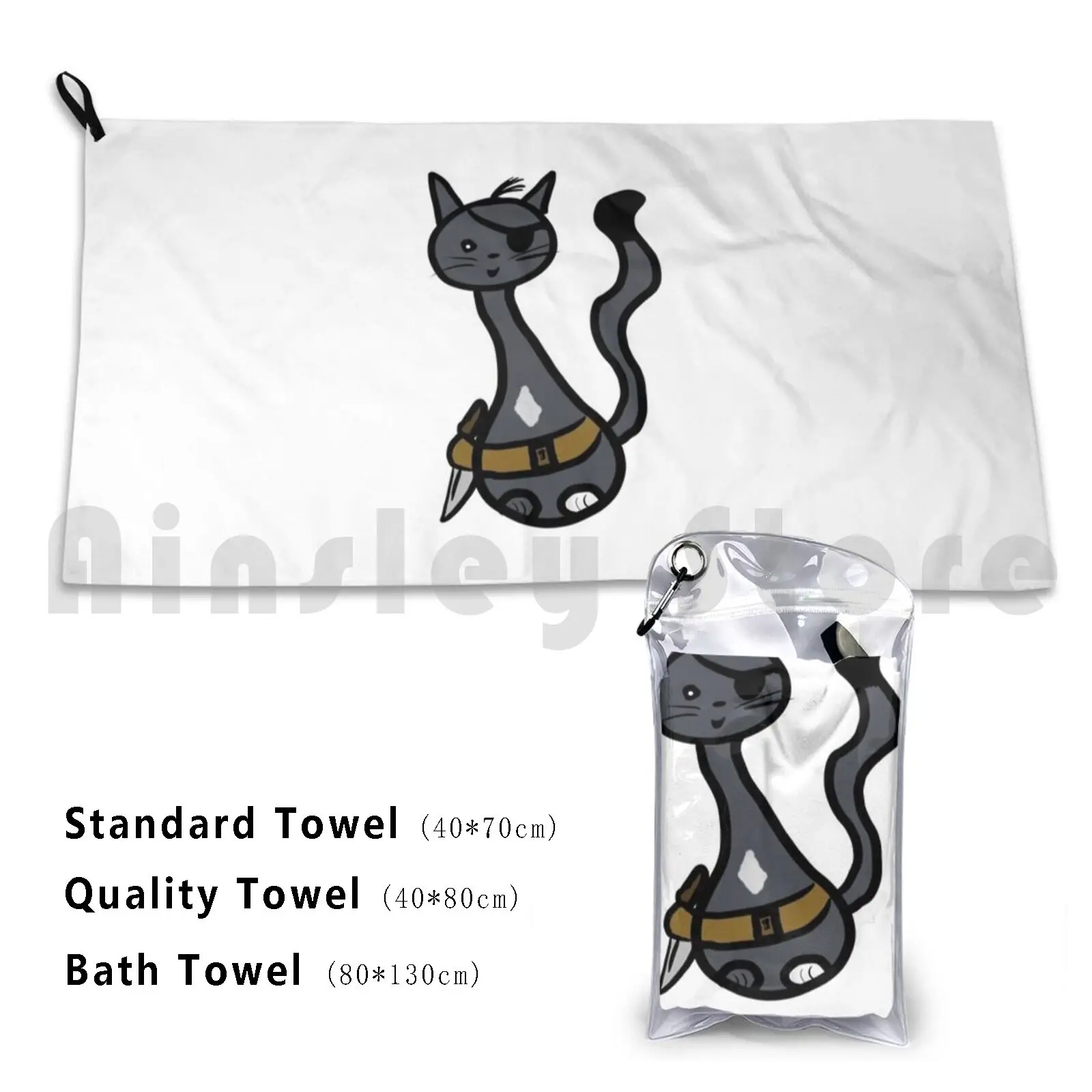 Captain One-Eye Custom Towel Bath Towel Captain One Eye Captain Pirate Pirate Captain Cat Cute Children