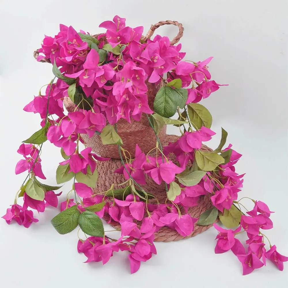 متعدد الألوان Bougainvillea زهرة اصطناعية لتقوم بها بنفسك أوراق خضراء محاكاة زهرة الروطان الحرير البتلة اكسسوارات النباتات إكليل