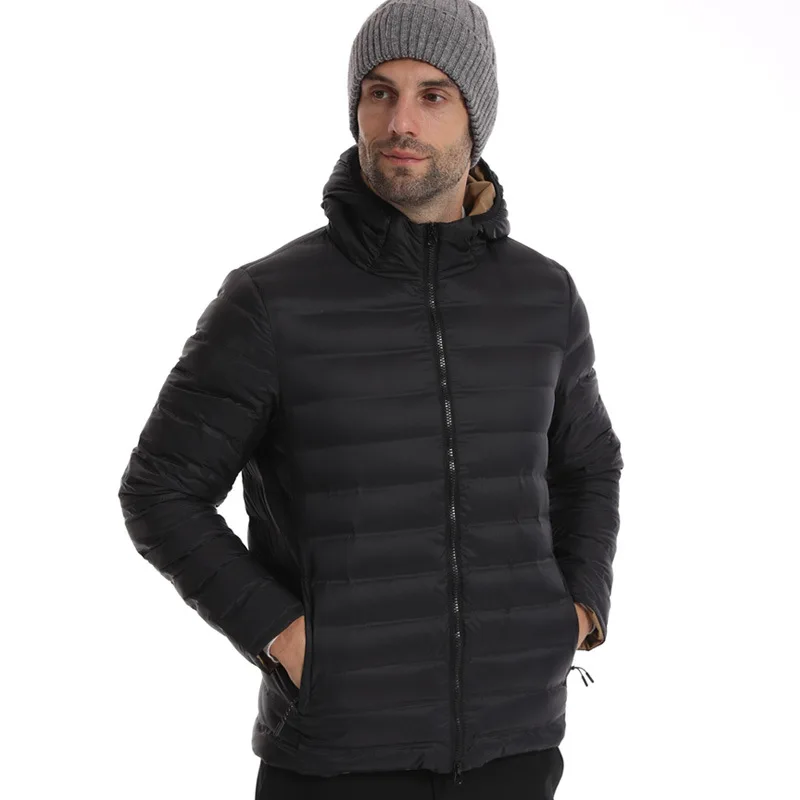 New Fashion Men Solid Color Loose Fit Long Sleeve Zipper Hooded Parkas Winter Autumn American Style Male Simple Baisc Coats Tops