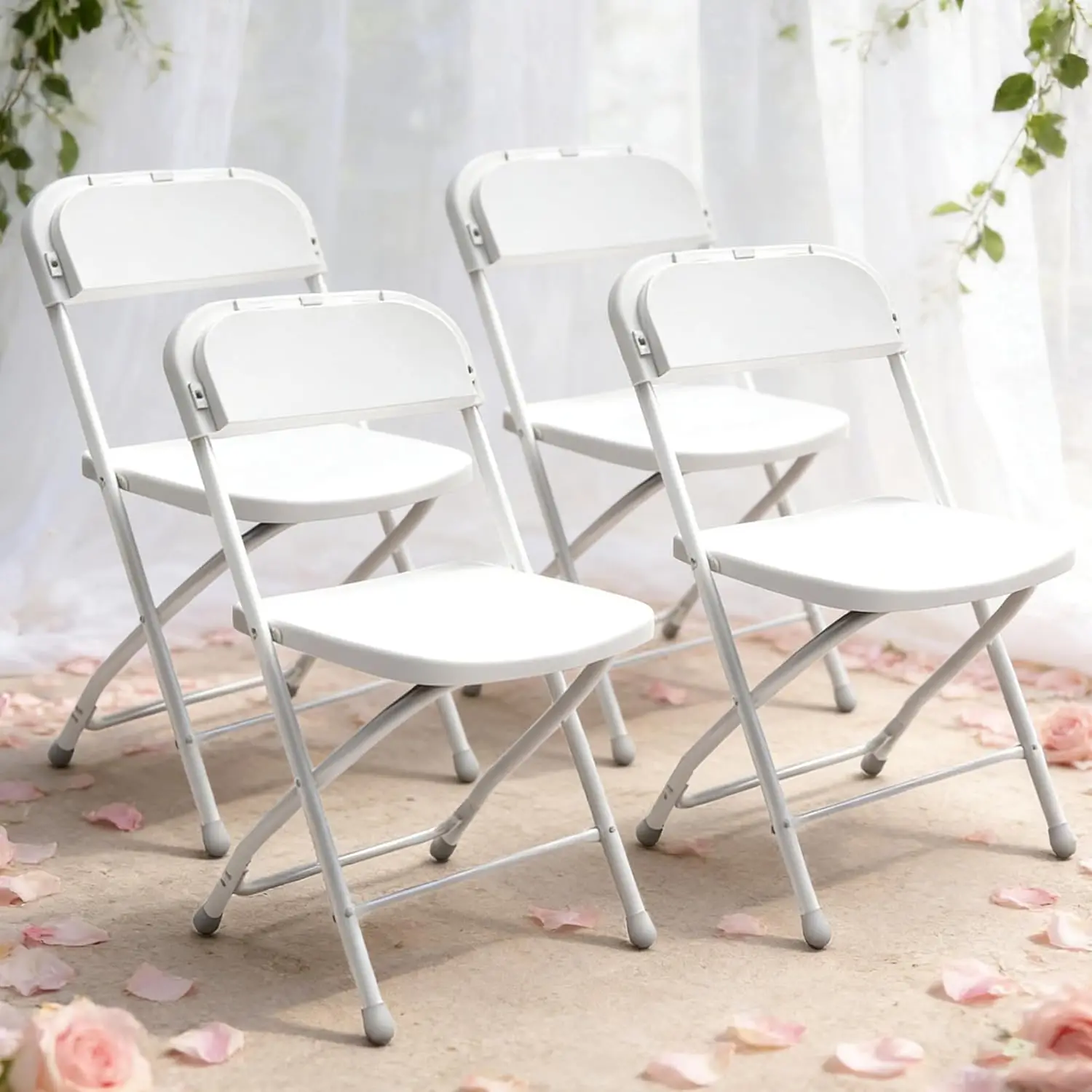

Plastic Folding Chair Set, Heavy Duty Stackable with Sturdy Frame,No Assembly Required Comfortable Indoor Outdoor, Customized