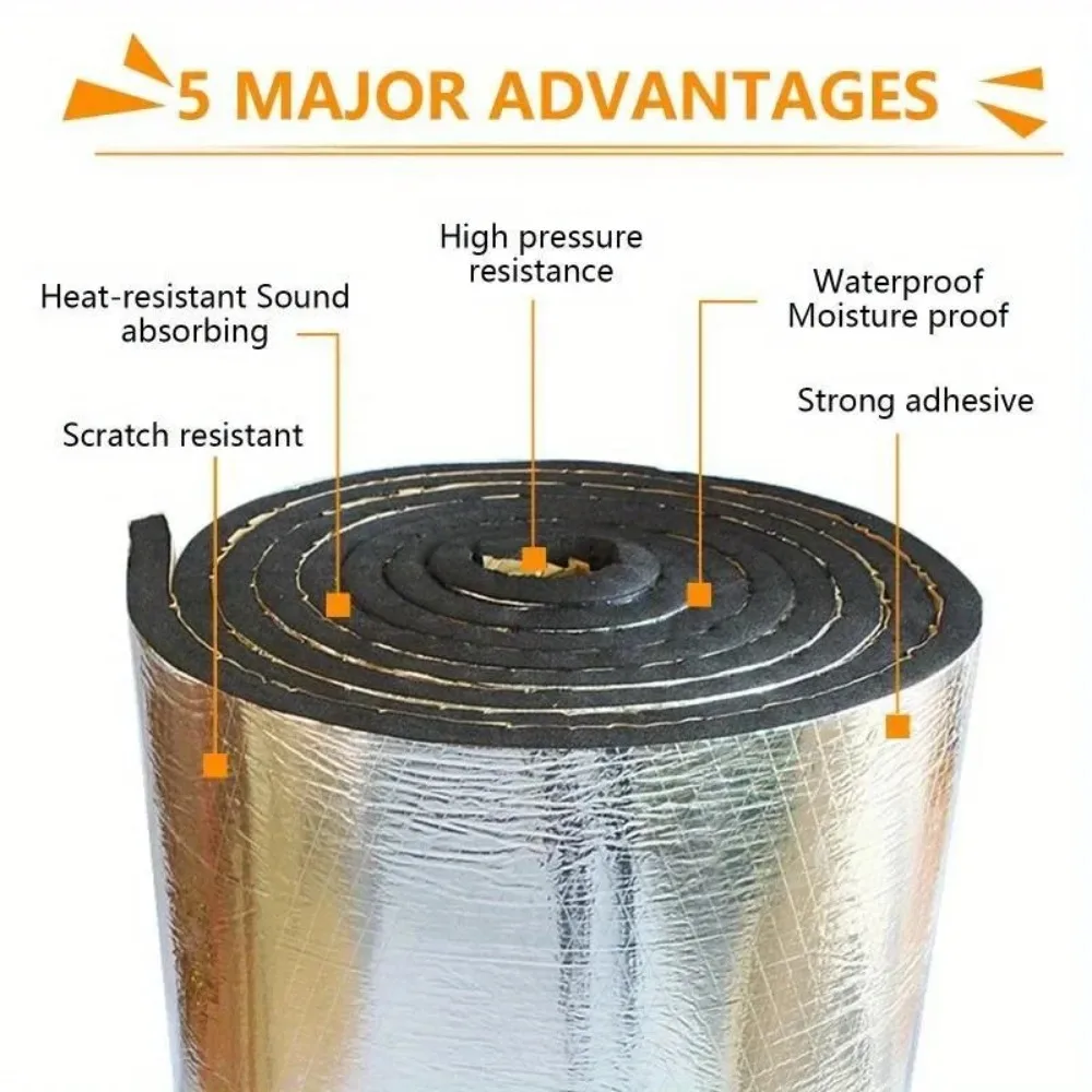 10mm Car Soundproofing Heat Insulation Cotton Roll Heatproof Soundproof Noise Reduction for RV Foam Floor Roof Pipe Insulation image 2