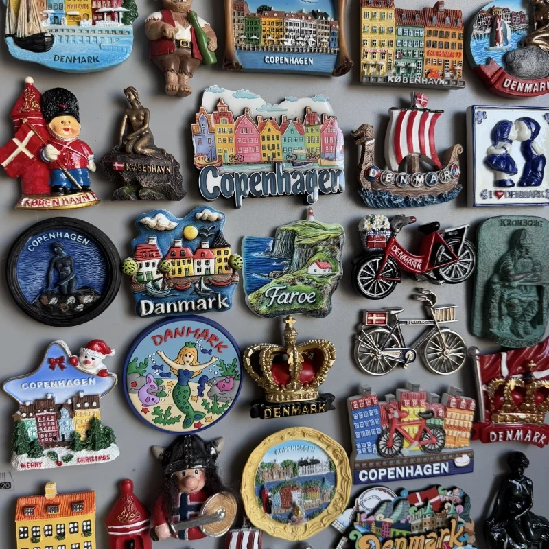 مغناطيس الثلاجة الدنمارك Nordic Nyhavn جديد هاربور شارع المشهد البيت كوبنهاغن الدنماركية القراصنة دراجة الثلاجة ملصق الثلاجة #4