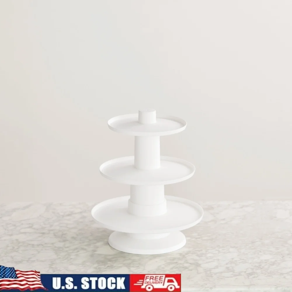 

3 Tier Cupcake Dessert Tower Stand Stacked Party Display Tower Easy Assemble Storage White Hand Washable ป เครื่องขนม