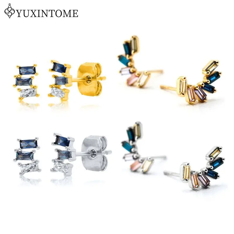 

925 Sterling Silver Ear Needle Geometric irregular Zircon Stud Earrings For Women Vintage Earrings ashion Party Earrings
