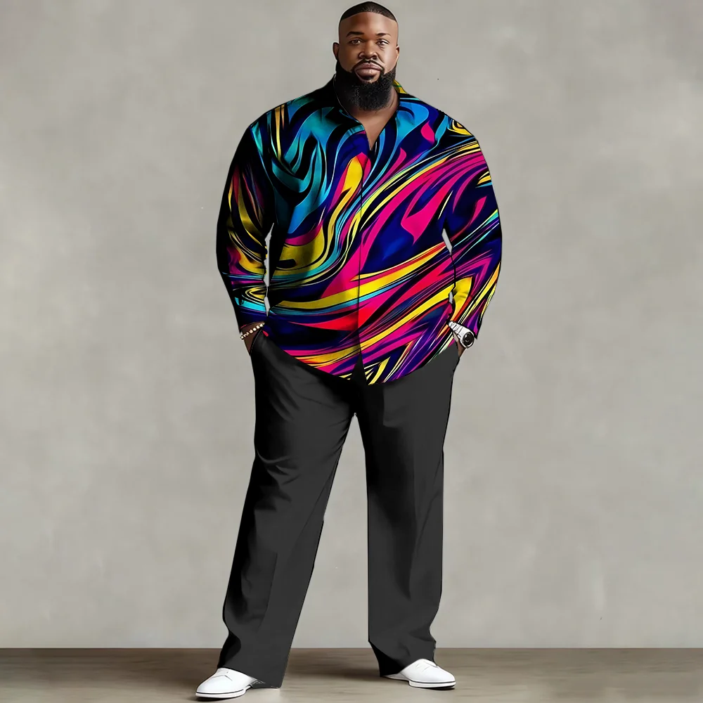 

Комплект рубашек больших и высоких размеров S-9xl (Развивающий элемент) — мягкий хлопок, стильные схемы призматического принта, легкий,