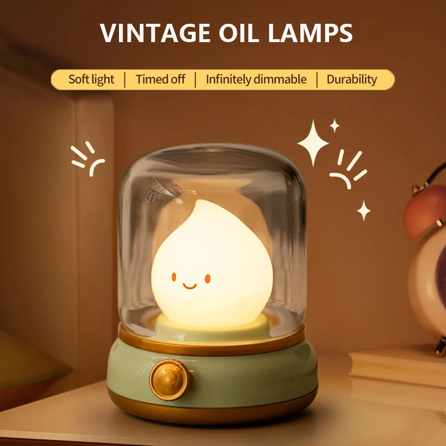 Desktop LED Night Light Rechargeable Cute Cartoon Bedside Table Lamp Night Lights Gift Coffee Bar Hotel Bedroom Home Decoration