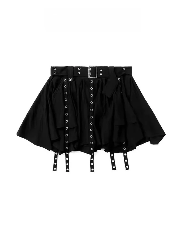 Bla Y2K Punk ter Ne  Dr Women's Summer Asymmetrical Pleated Skirt Sexy Girl Sa Puffy Skirt High Waist A-Line