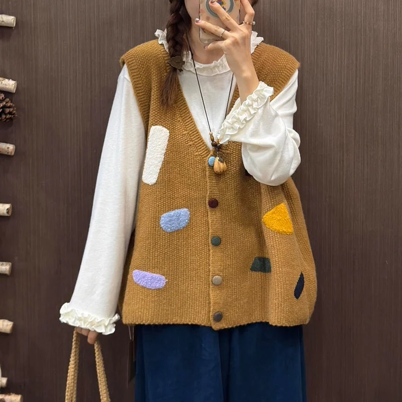 الحلو فضفاض محبوك سترة سترة طبقات خمر Sle القطن مزيج الشتاء Faion المرأة عادية مستقيم قطع Svel Ca... #3