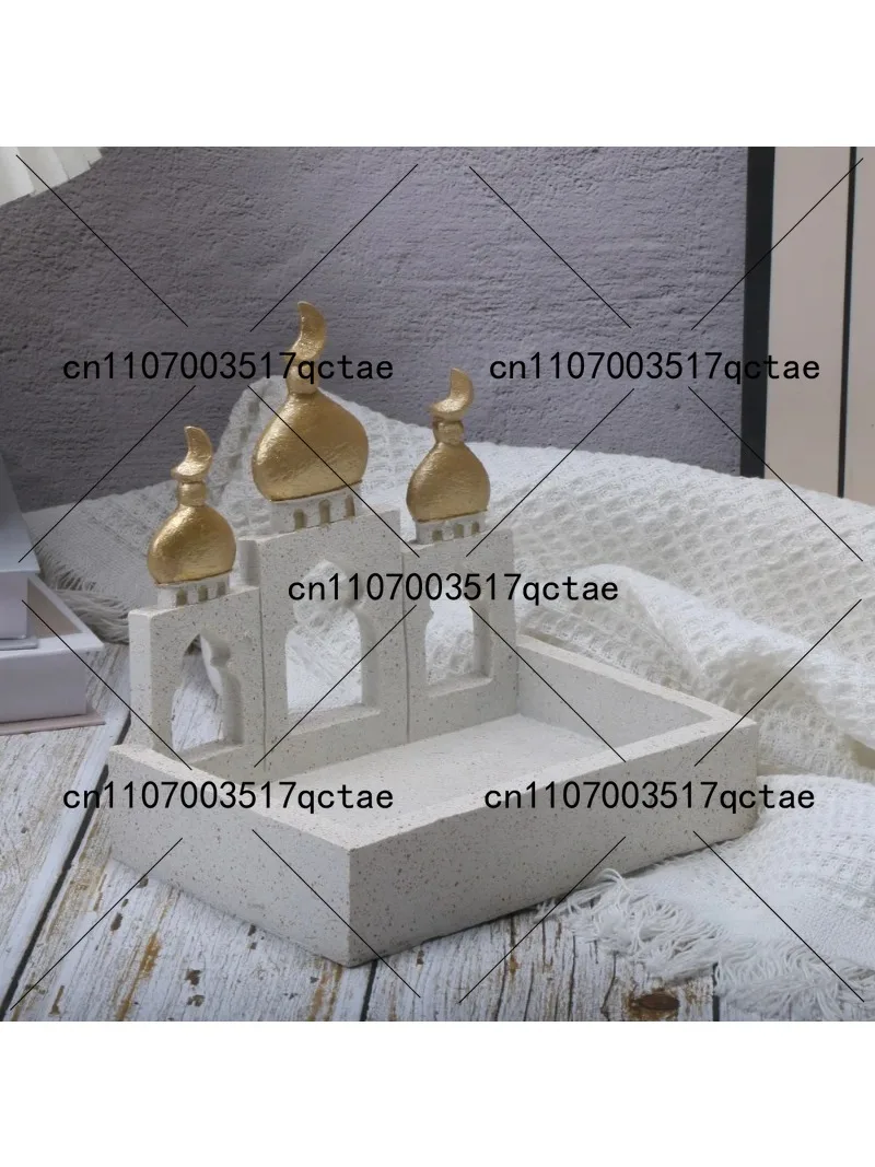 Resin Castle Decoration for Ramadan Eid Home Decor, Festival Storage Box, Moon Castle Ornament Craft