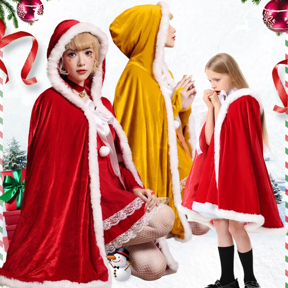 [Je bent mijn geheim] Kerstmantel voor volwassenen Kerstmankostuum met capuchon Cosplay Fluwelen Cape Mantel Dames Meisje Sjaal Feestkostuum
