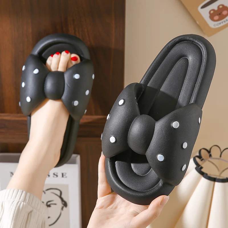 EVA Casual Slippers Home Flats Bow Designer Shoes Women 2024 Trend Summer Cartoon Cute House Platform Slides Girls Soft Sandals