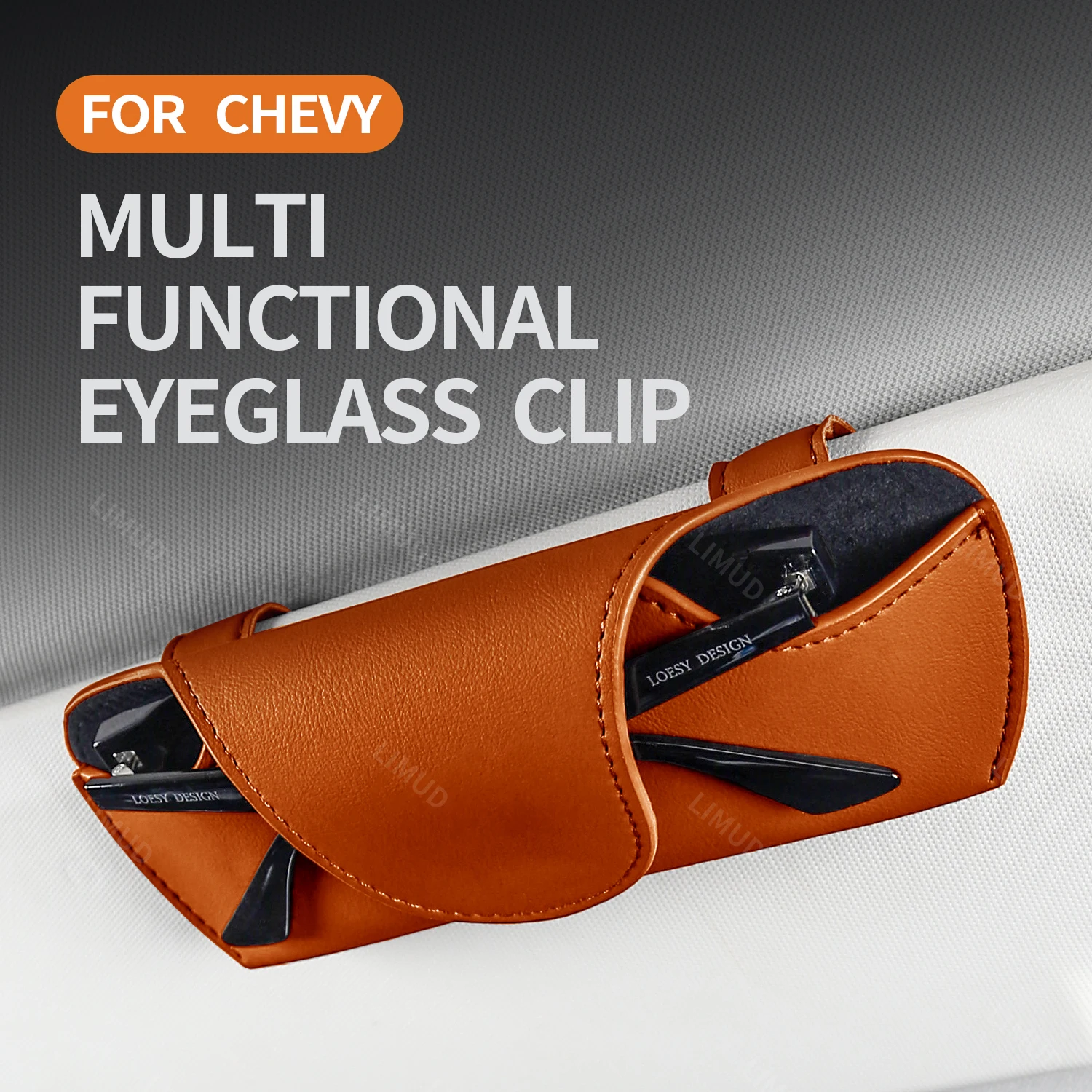 

Suitable for Chevy Cavalier Trax Monza Blazer Malibu Equinox car glasses clip Nappa leather car sunshade glasses case
