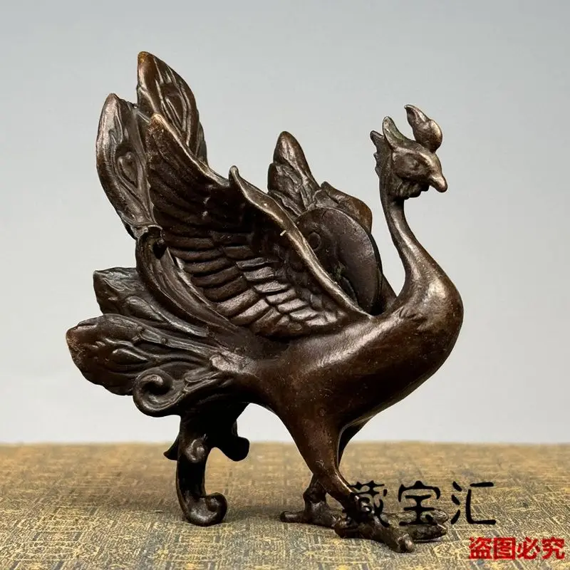 Patinated Phoenix Nirvana Divine Bird Old Collection Ornament Rich Peacock Opening Desktop Decor Craft Statue for Home