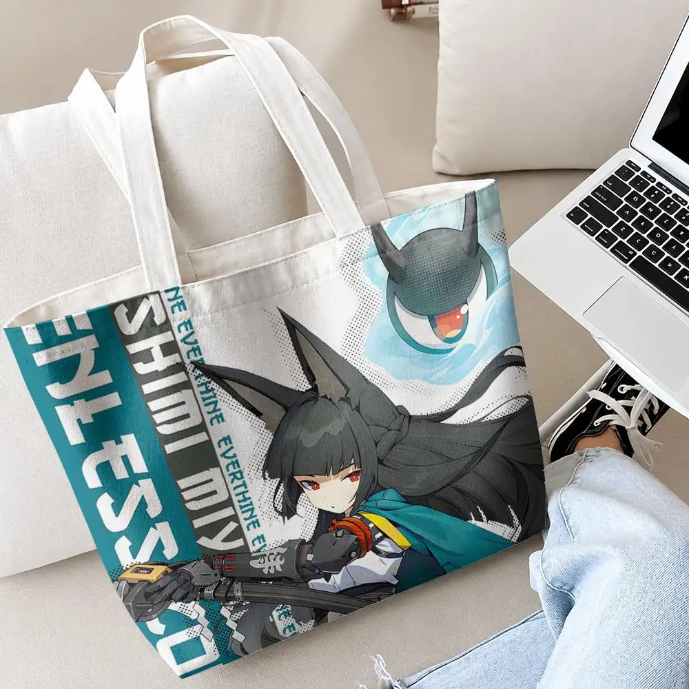 Bolsas de Almacenamiento ZZZ Ellen Joe Zenless Zone Zero, Juego de 2 Bolsas de Compras de Lona con Estampado a Doble Cara y Cierre para el Trabajo y Viajes
