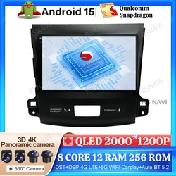 Android 15 Car Radio For Mitsubishi Outlander Xl 2 2005 - 2012 For Citroen C-Crosser 2007-2013 Head Unit Stereo Multimedia GPS