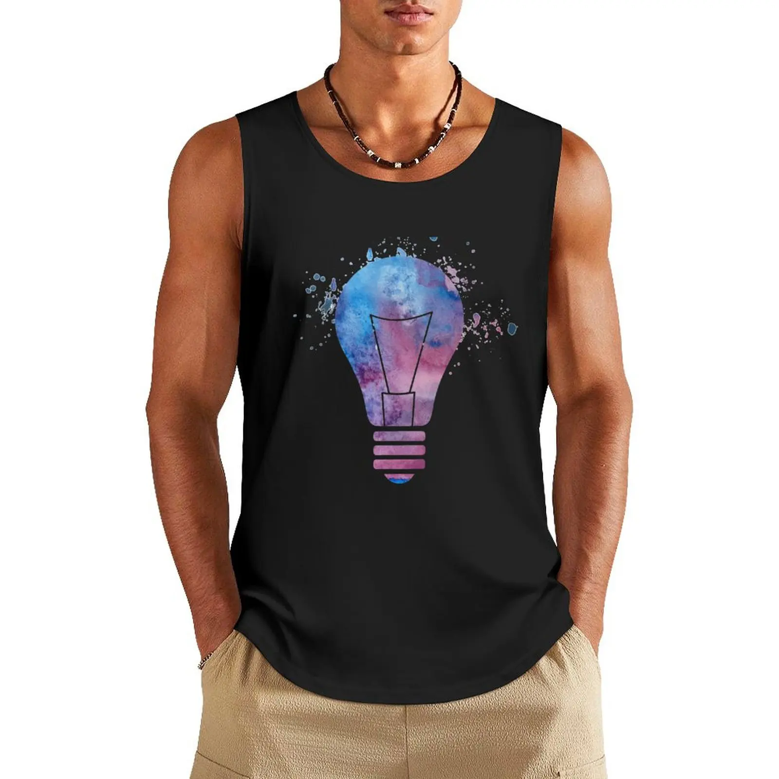 Light bulb Tank Top cute tops bodybuilding basketball clothing Men's clothes