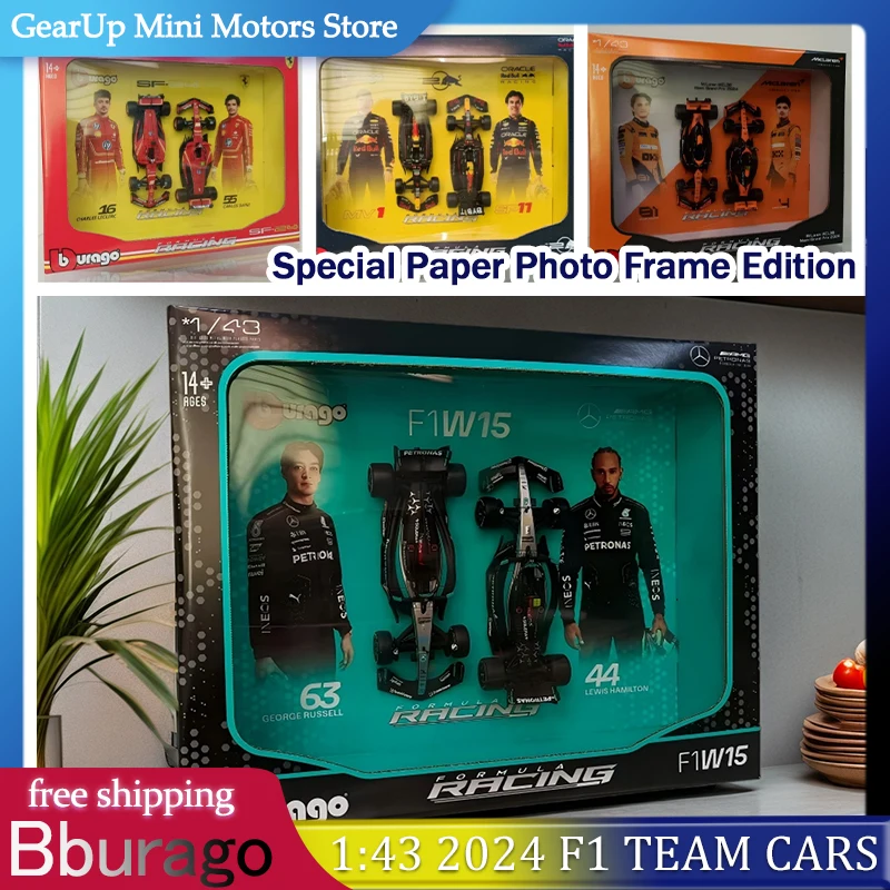 

2 шт. Bburago 1:43 2024 F1 Team Cars Коллекция Ferrari SF-24 Red Bull RB20 Mercedes W15 Mcl38 Модель автомобиля Игрушечный детский рождественский подарок