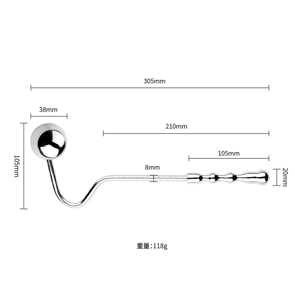 Ensemble de perles à crochet anal en métal pour hommes et femmes, plug anal à double tête, dilatateur, massage de la prostate, fétiche anal, jouet sexuel Bsie, petit et grand, 2 boules