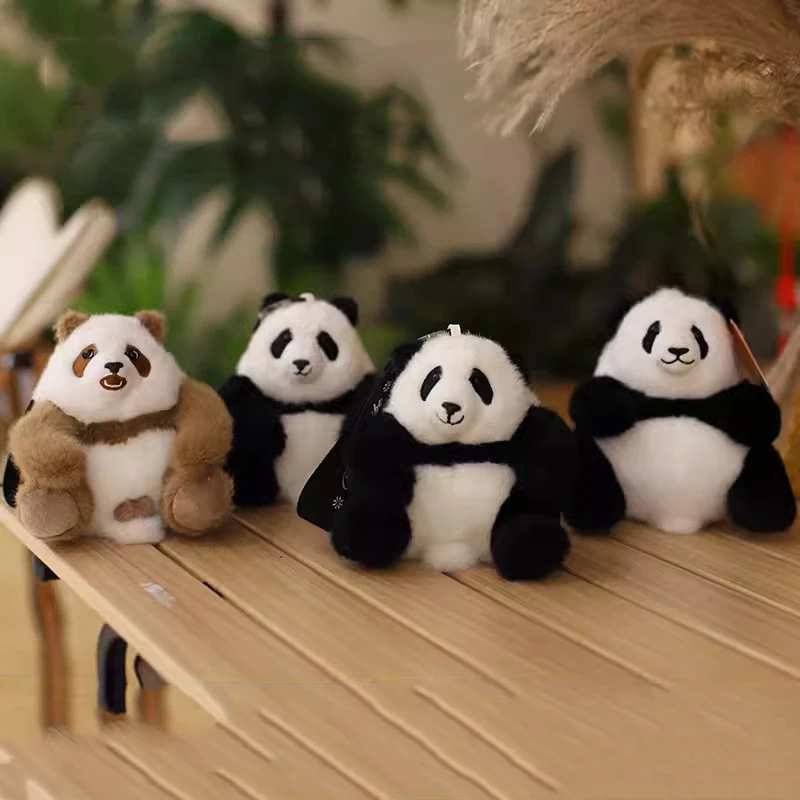 Brown Panda Qizai HuaHua MengLan Pendant Key Ring Chain Bag