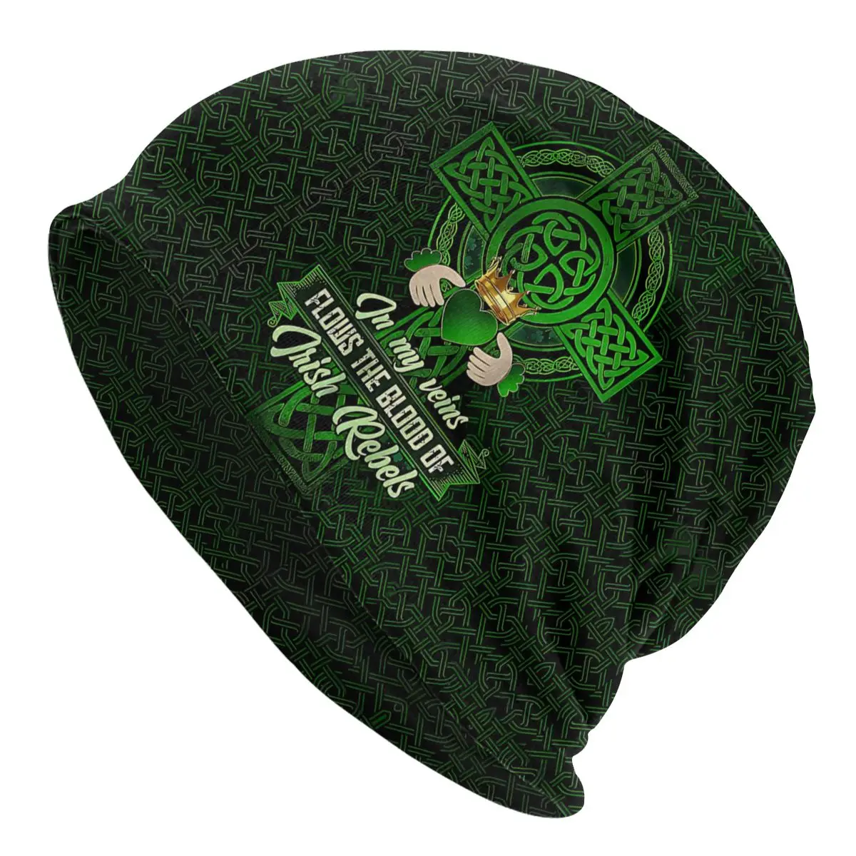 

St. Patrick's Day Skullies Beanies Fashion Hats In My Veins Flows The Blood Thin Bonnet Hipster Caps Men Women's Earmuffs