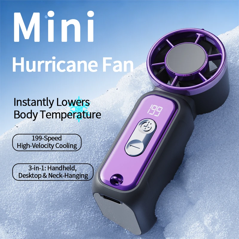 Lenovo New Mini Handheld Fan Rechargeable Pocket Fan with Powerful Airflow Compact Portable High-Speed Outdoor Mini Turbine Fan - Detail 1