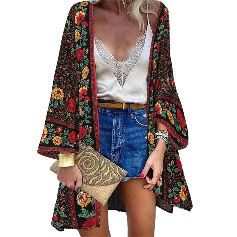 Bohemian Casual Cloak Cardigan for Swimsuit woman 2023 Summer Beach Swimwear Smock Tops Long Sleeved Female Clothing