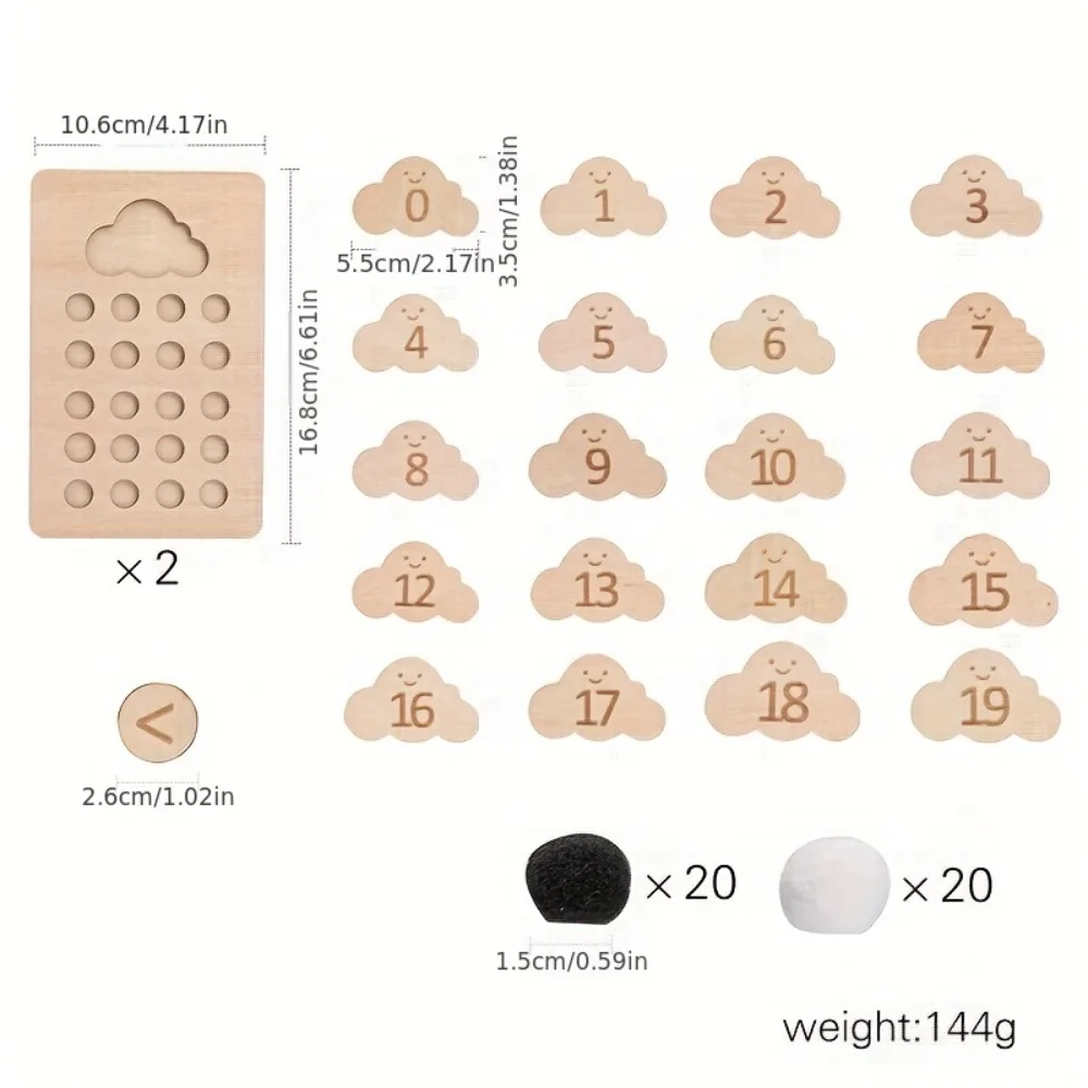 Wooden Cloud Number Board Toys & Games Montessori Numbers Balls Math Board for Matching Sorting Counting Early Educational Gift