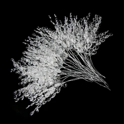 Artificial white crystal acrylic water droplet Hot sale christmas wedding bridal bouquet wreath hairpin DIY gift decor accessory