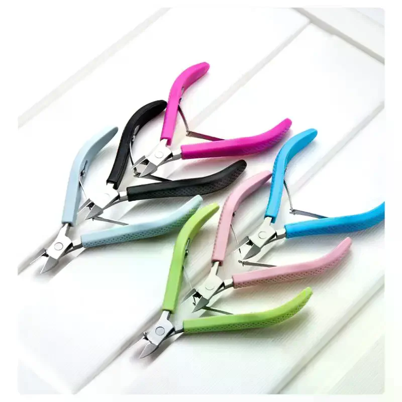(HG) 네일 큐티클 가위 매니큐어 리무버 각질 제거기 스테인리스 큐티클 커터 손톱깎이 실리콘 핸들