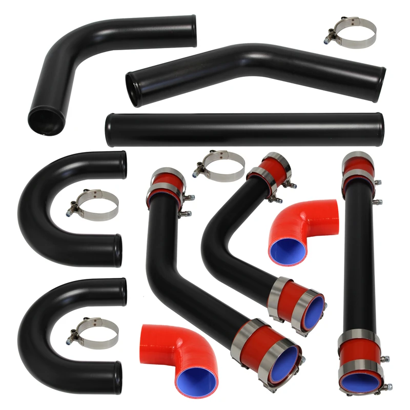 

8Pcs L=450mm 2.36" 60mm Universal Intercooler Turbo Boost Piping Pipe Hose Kit