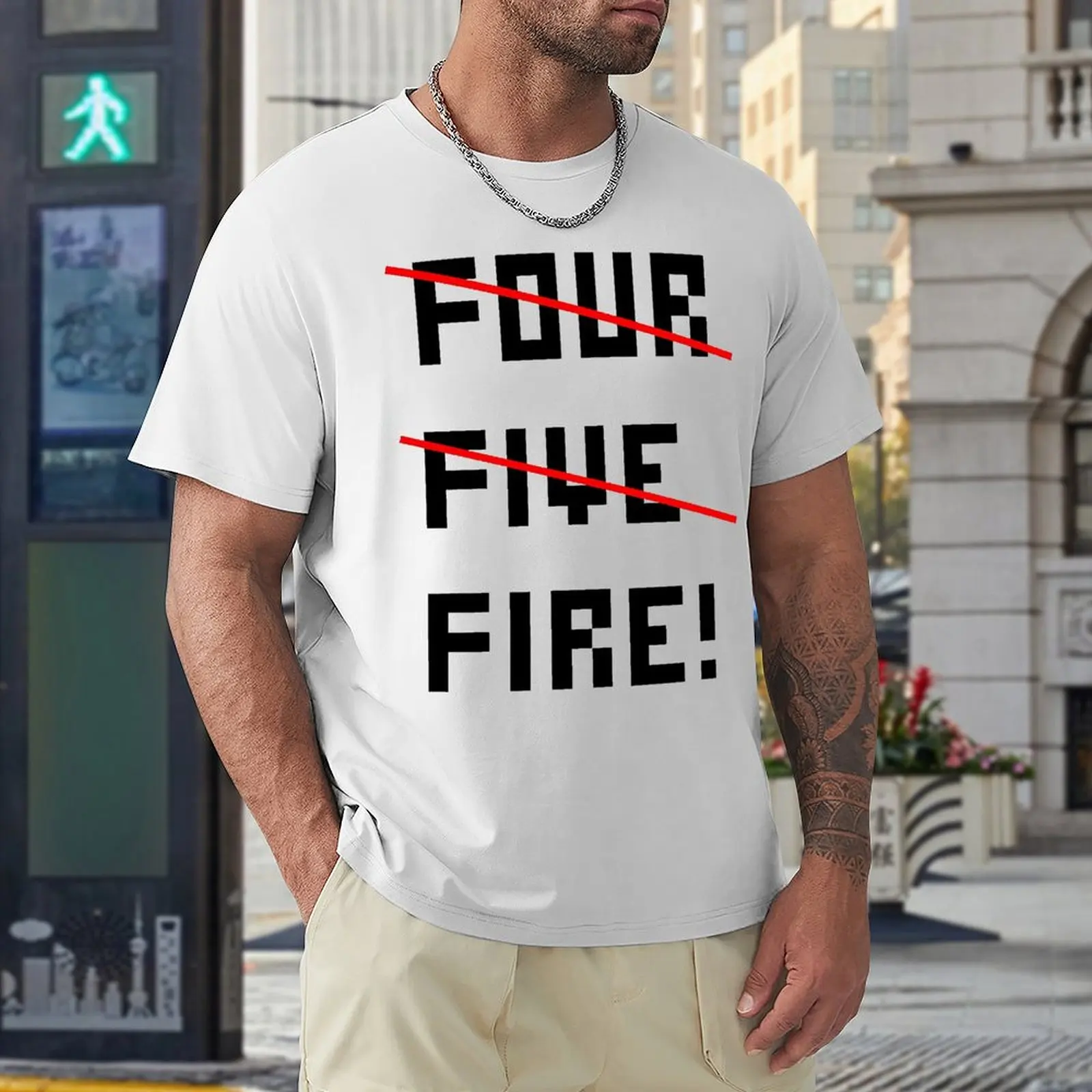 FOUR I MEAN FIVE I MEAN FIRE Canvas T-shirt Round Neck Motion Tshirt Hipster Home Funny Novelty Eur Size