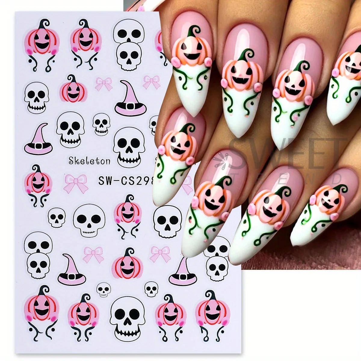 4pcs Adorable Halloween Element Nail Decal Decor Skull Butterfly Pumpkin Spider Web Bat Cat Design Foil Holiday Manicure Sticker