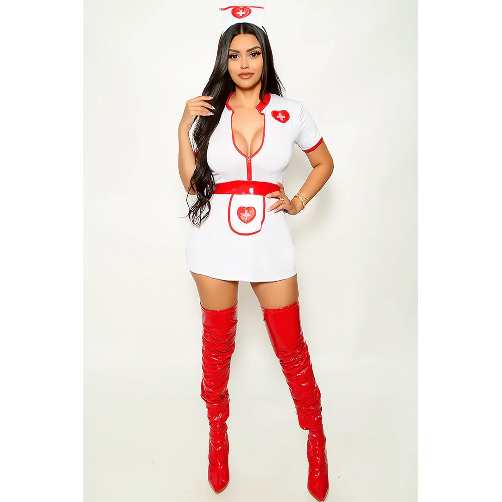 Halloween senhora cabeça enfermeira traje clássico uniforme hospitalar tentação com hairhoop cosplay fantasia vestido de festa