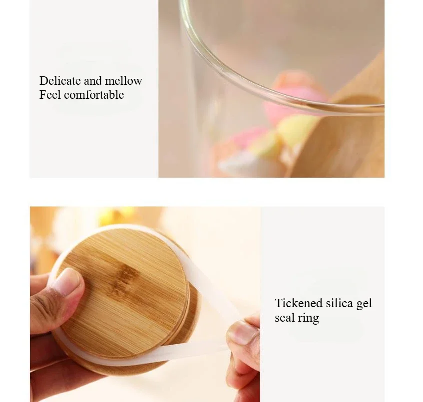 Glass Sealed Jars Seasoning Jars Set with Wooden Spoon and Wooden Lid Seasoning Jars Candy Household Containers Storage Jars