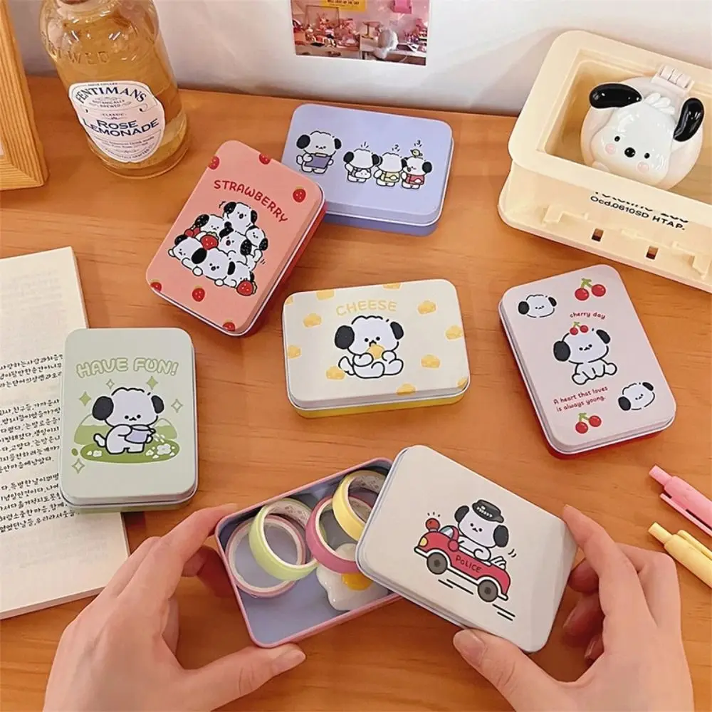 Rectangular Tinplate Box Cute Metal Puppy Pattern Storage Box Mini Cartoon Small Box Decoration Hairpin