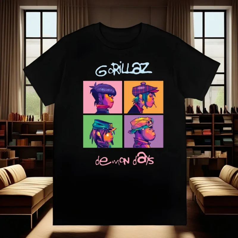 

gorillaz Men Hip Hop Streetwear Print T Shirt Harajuku TShirts Short Sleeve Fashion Casual T-Shirt Tops Tees