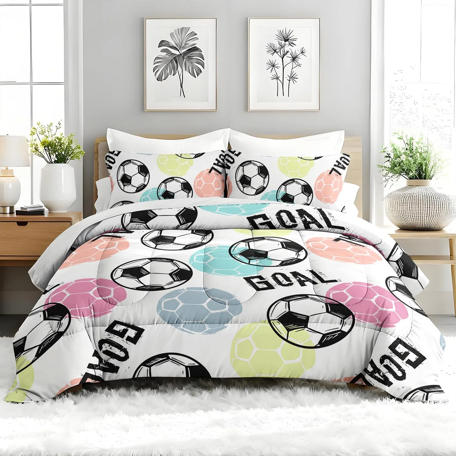 

Комплект футбольного одеяла из 3 предметов, комплект футбольного постельного белья, спортивный комплект пододеяльников с 2 наволочками, отделение для спальни или гостевой комнаты, все море