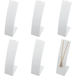 6 Pcs Plastic Necklace Stand 4.3 Inch Height Earring Stand, White L-Shape Pendant Display Stand, Mini Jewelry Holder