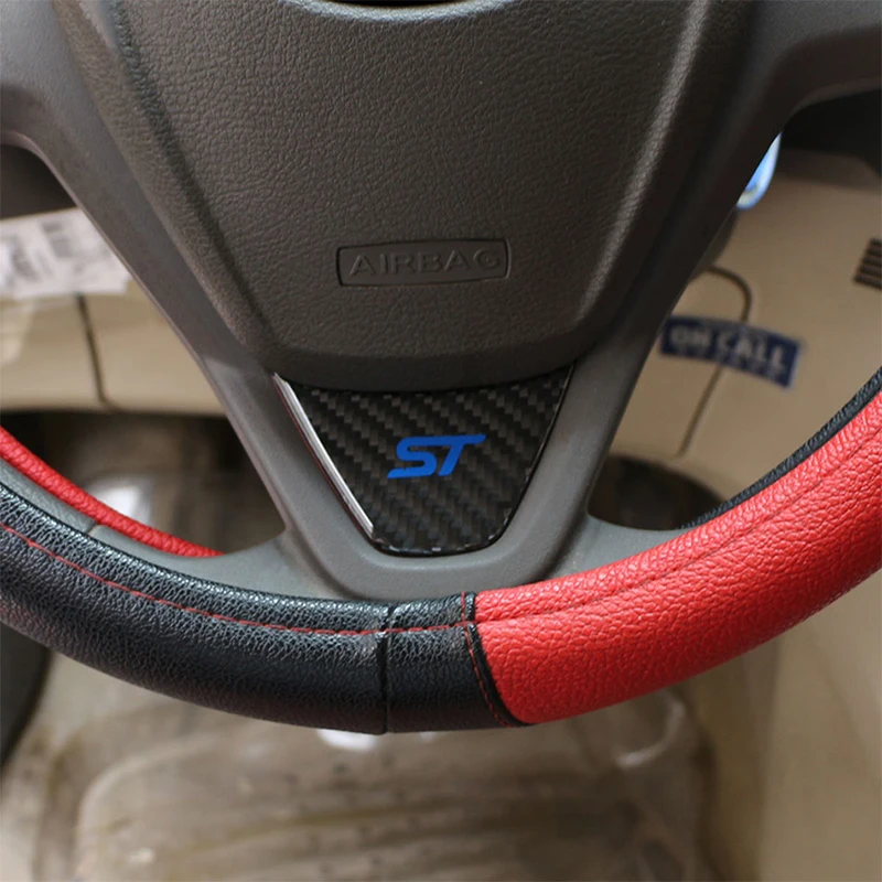 Adesivo protettivo dello sterzo del decoratore del volante dell'auto in fibra di carbonio per Ford Fiesta 2009 - 2017 Ecosport Car