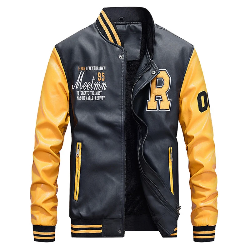 

New autumn winter motorcycle men's jacket High quality brand leisure motorcycle men's leather jacket short plush coat US SIZE