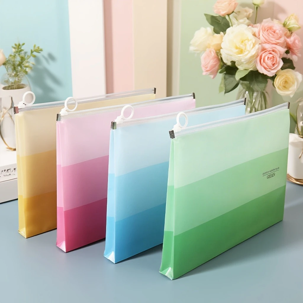 

4pcs B6 Multifunctional File Bags With Zipper Closure, Suitable For Exams, Data Storage, Home School Office Use