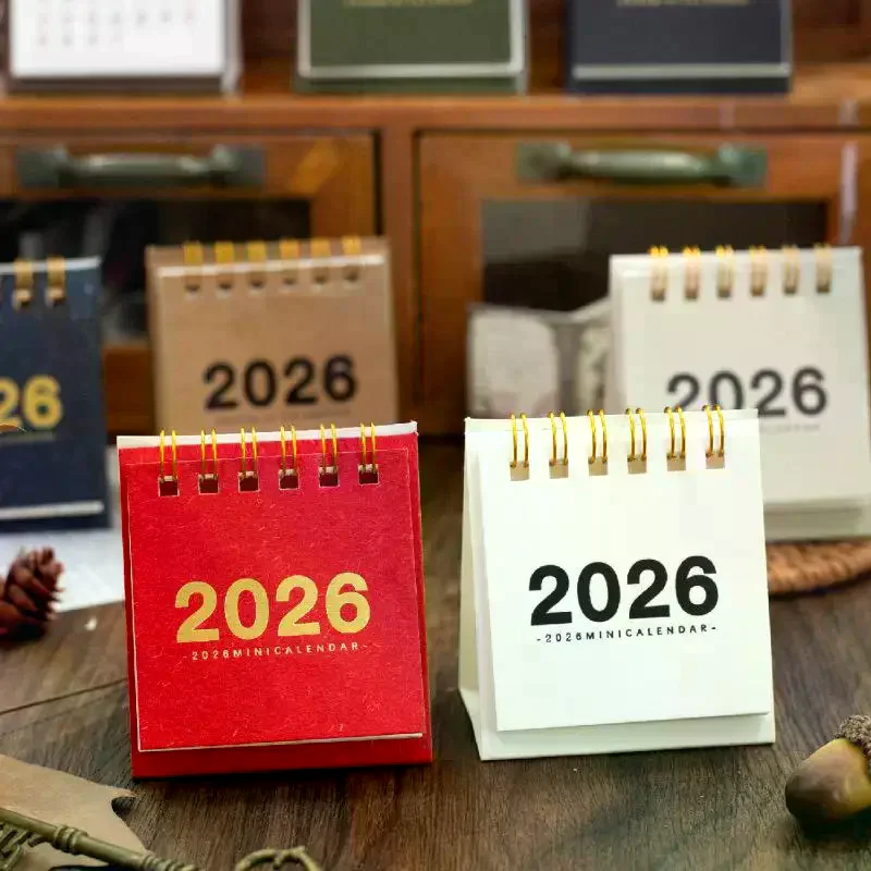 

Мини-простой календарь на 2026 год, маленький настольный календарь, креативный катушечный календарь-планировщик, украшение для рабочего стола, офисные канцелярские принадлежности