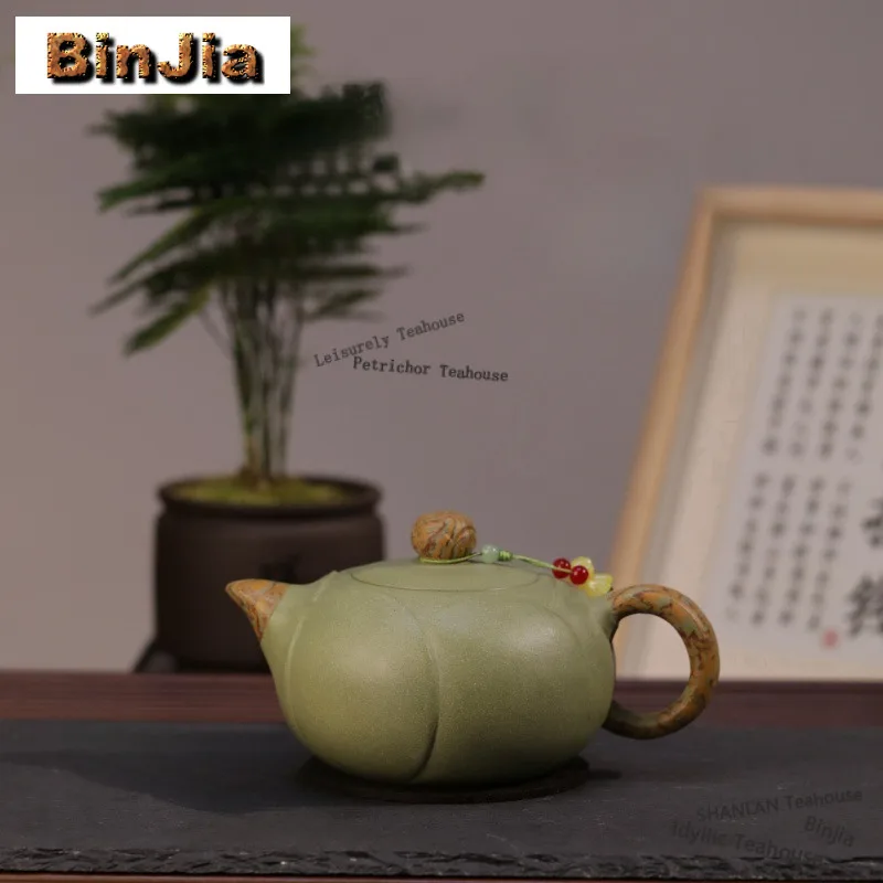 

360 мл Ретро Исин Фиолетовая Глина Чайники Мастер Ручной Работы Прозрачный Горшок Лотоса Сырой Рудная Фасоль Зеленая Грязь Чайник Чайник Чайный Набор Zisha