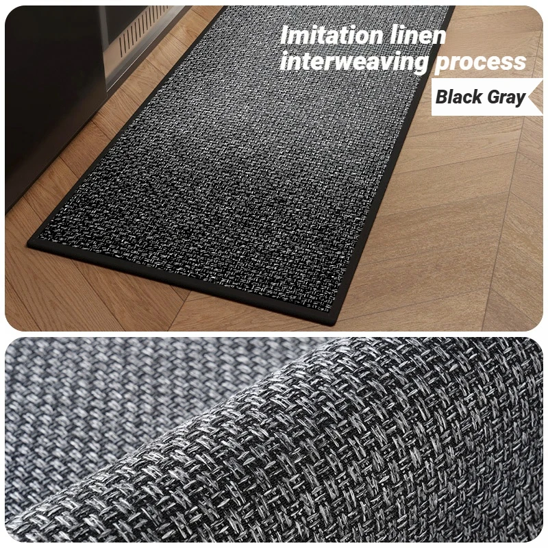 

NIM kitchen floor mat black gray interwoven long kitchen mat anti slip kitchen carpet can be placed anywhere