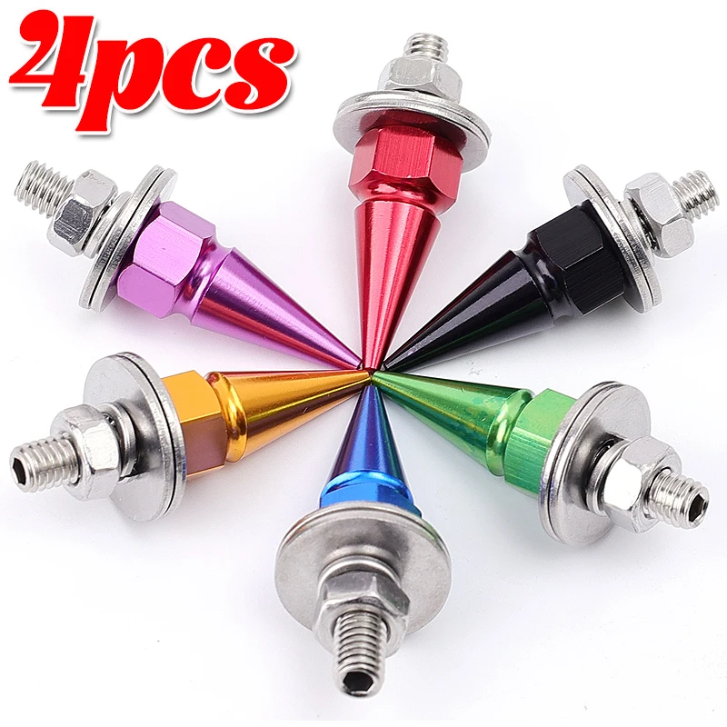 4/2/1PCS M6 Aluminium Alloy Pointed Coloured Screws Nuts Kit Car Motorcycle Licence Plate Universal Fixing Screws Auto Parts