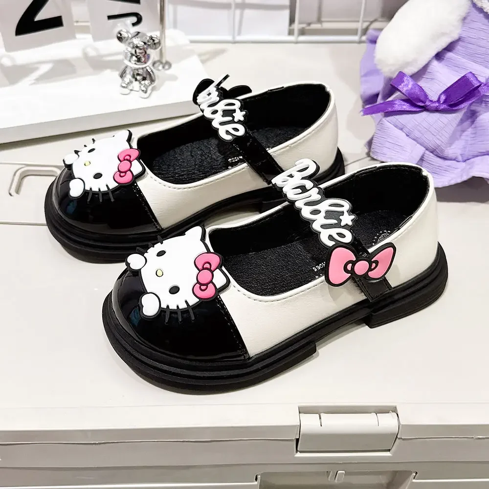 Girly Heart Kawaii Sanrio Anime Hello Kitty sepatu putri anak-anak kartun lucu lembut Ins sepatu papan Hitam indah hadiah untuk anak-anak