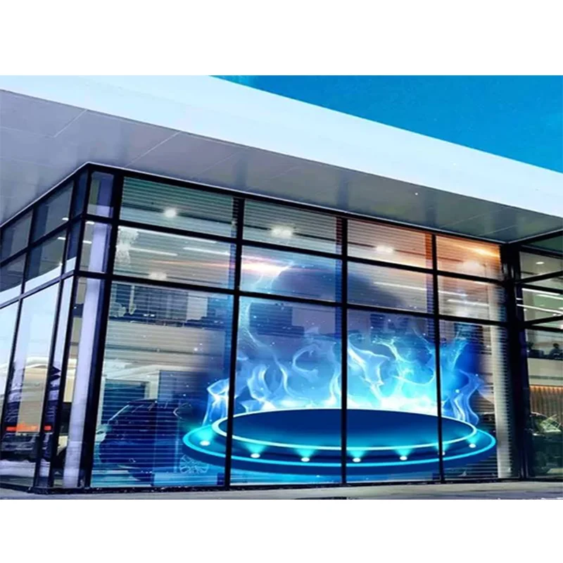 P3.91 Indoor Mesh Transparent Led Screen Glass Adhesive Wall Led Window Display Transparent LED Panel for Retail Store