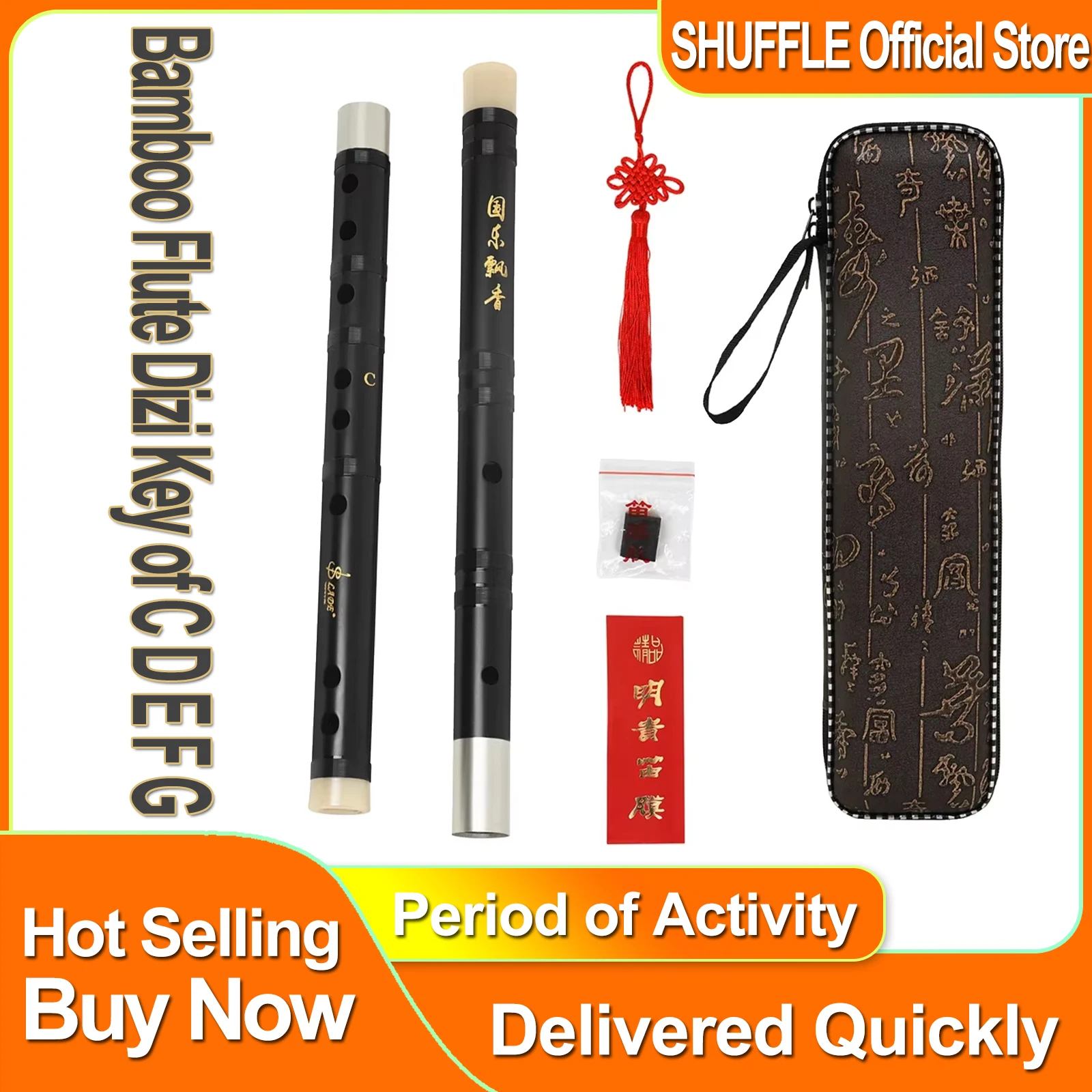 

SLADE Bamboo Flute Dizi Key of C D E F G Chinese Dizi Transversal Flauta Handmade Professional Woodwind Musical Instrument